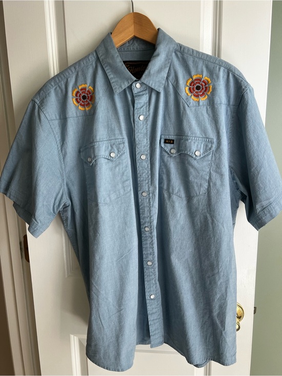 Howler Brothers Other - Howler Brothers Crosscut Deluxe Beach Blooms Blue Short-Sleeve Western Shirt L